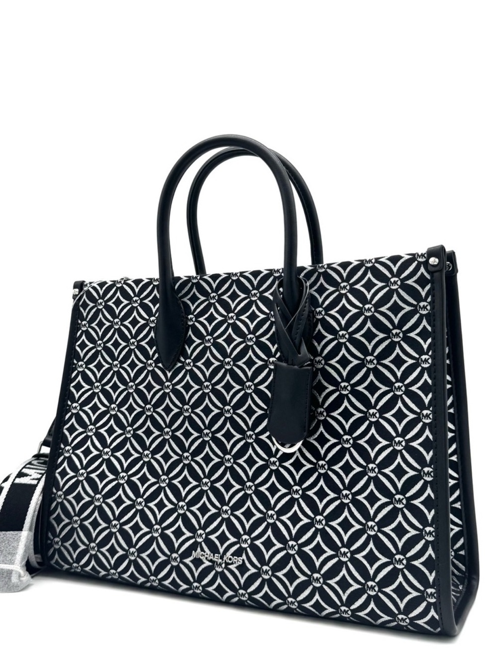 Michael Kors Medium Mirella Tote Bag Black/Silver